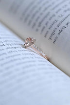 Solid Gold Halo Heart Cut Pink Moissanite Sapphire Engagement Ring