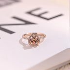 Solid Gold Halo Heart Cut Pink Moissanite Sapphire Engagement Ring