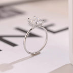 Radiant Diamond Engagement Ring, Solid Gold Hidden Halo Promise Ring, Anniversary Gift for Her