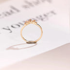 Solid Gold Crown Ring with Peach Lab Sapphire Gemstones