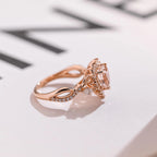 Solid Gold Heart Cut Pink Moissanite Sapphire Engagement Ring
