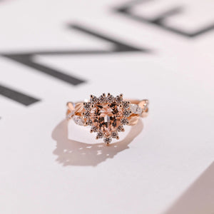 Solid Gold Heart Cut Pink Moissanite Sapphire Engagement Ring