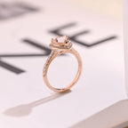 Solid Gold Halo Heart Cut Pink Moissanite Sapphire Engagement Ring