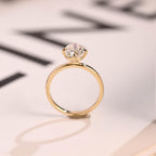 Solid Gold Old European Elongated Cushion Moissanite Engagement Ring, Promise Ring
