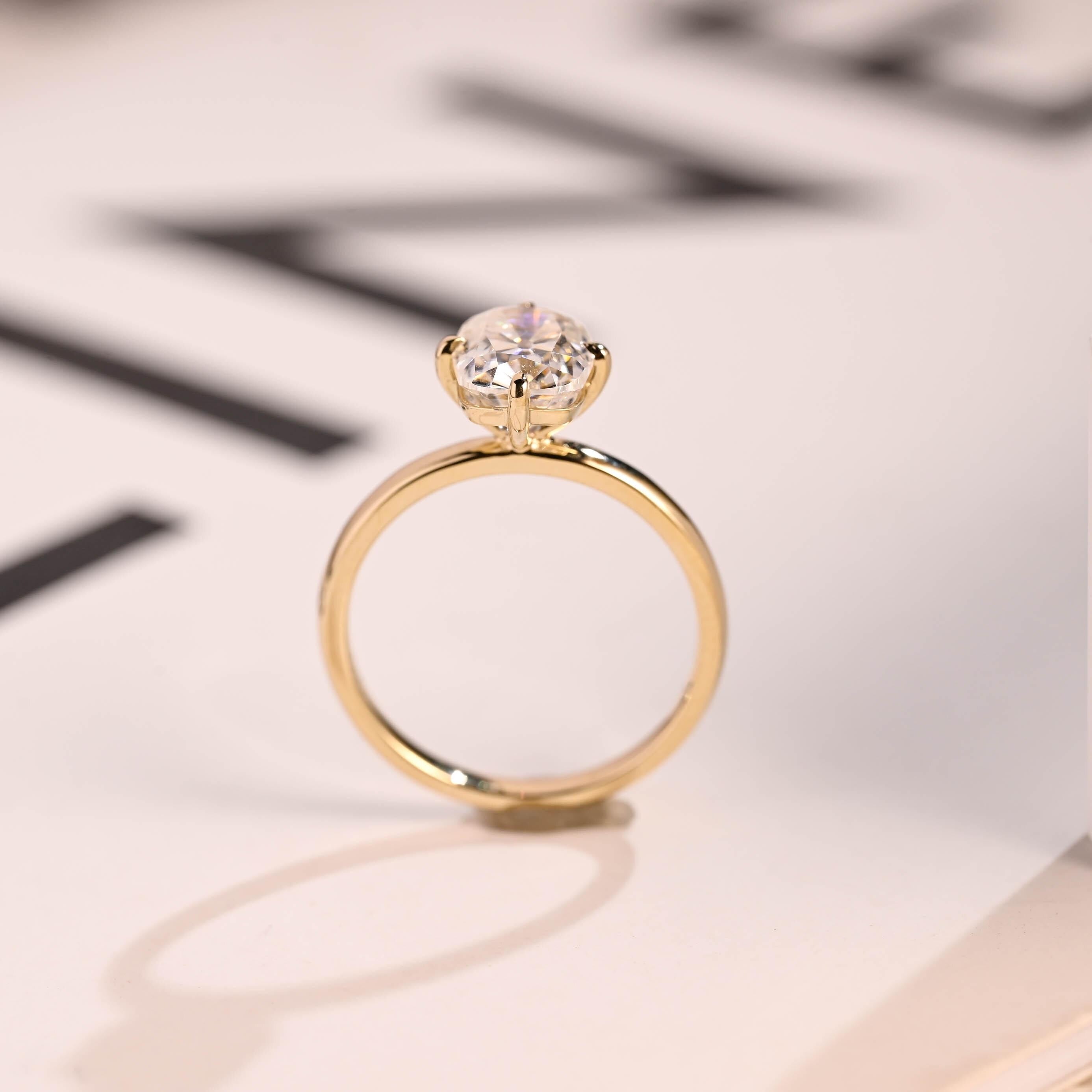 Solid Gold Old European Elongated Cushion Moissanite Engagement Ring, Promise Ring