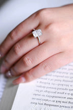 Radiant Diamond Engagement Ring, Solid Gold Hidden Halo Promise Ring, Anniversary Gift for Her