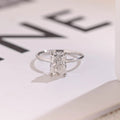 Radiant Diamond Engagement Ring, Solid Gold Hidden Halo Promise Ring, Anniversary Gift for Her