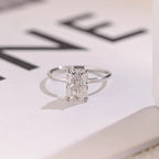 Radiant Diamond Engagement Ring, Solid Gold Hidden Halo Promise Ring, Anniversary Gift for Her