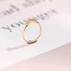 Solid Gold Crown Ring with Peach Lab Sapphire Gemstones