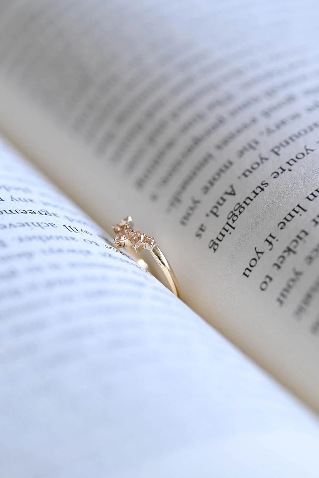 Solid Gold Crown Ring with Peach Lab Sapphire Gemstones