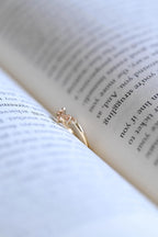 Solid Gold Crown Ring with Peach Lab Sapphire Gemstones