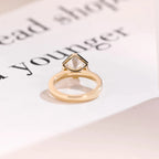 2.5mm Wide Band Solid Gold Asscher Cut Moissanite Engagement Ring, Gift for Her