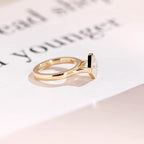2.5mm Wide Band Solid Gold Asscher Cut Moissanite Engagement Ring, Gift for Her