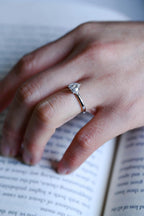 Solid Gold Heart Cut Moissanite Engagement Ring with Hidden Halo
