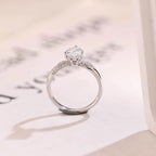 Solid Gold Heart Cut Moissanite Engagement Ring, Half Eternity Promise Ring