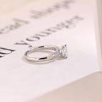 Solid Gold Heart Cut Moissanite Engagement Ring, Half Eternity Promise Ring
