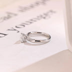 Solid Gold Heart Cut Moissanite Engagement Ring, Half Eternity Promise Ring