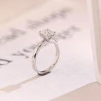 Solid Gold Asscher Cut Moissanite Engagement Ring with Hidden Halo