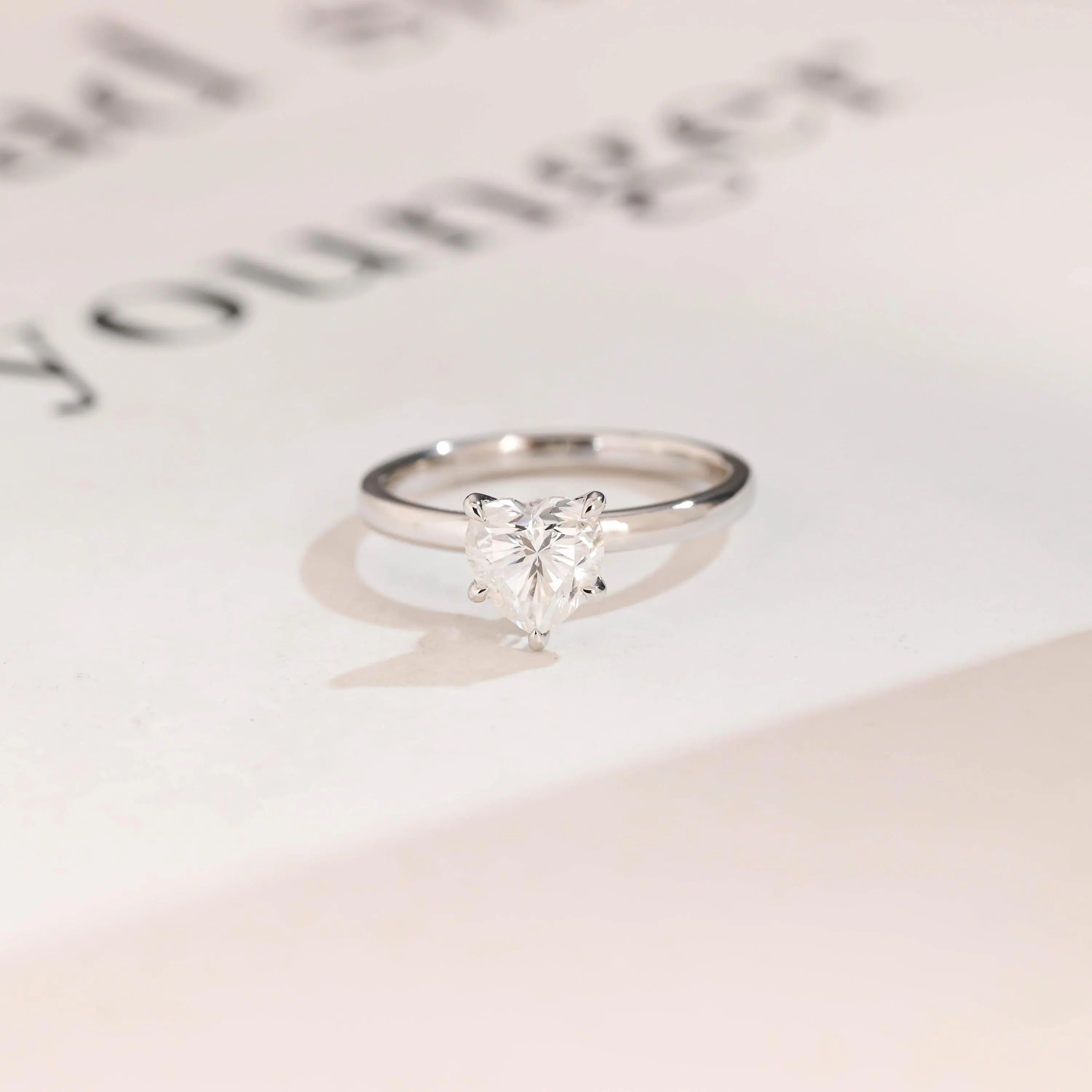 Solid Gold Heart Cut Moissanite Engagement Ring with Hidden Halo Main image