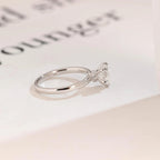Solid Gold Heart Cut Moissanite Engagement Ring with Hidden Halo