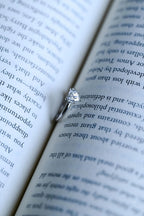 Solid Gold Heart Cut Moissanite Engagement Ring with Hidden Halo