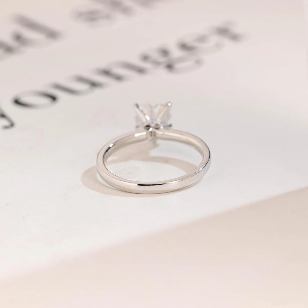 Solid Gold Heart Cut Moissanite Engagement Ring with Hidden Halo