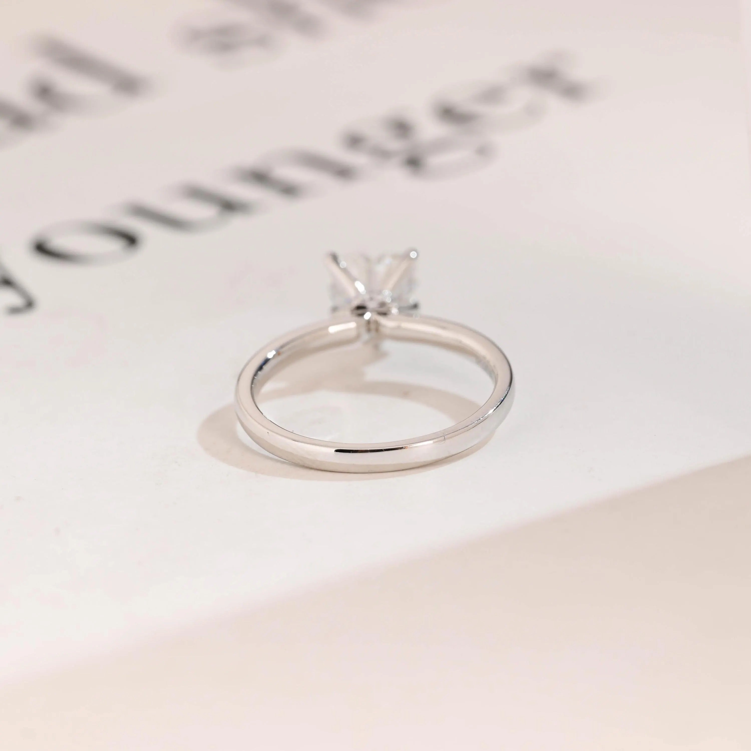 Solid Gold Heart Cut Moissanite Engagement Ring with Hidden Halo