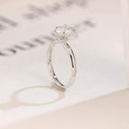 Solid Gold Heart Cut Moissanite Engagement Ring with Hidden Halo
