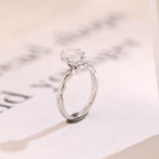 Solid Gold Emerald Cut Moissanite Engagement Ring, Twisted Band Promise Ring