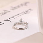 Solid Gold Heart Cut Moissanite Engagement Ring, Half Eternity Promise Ring