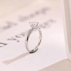 Solid Gold Heart Cut Moissanite Engagement Ring, Half Eternity Promise Ring