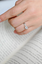 Solid Gold Heart Cut Moissanite Engagement Ring, Half Eternity Promise Ring
