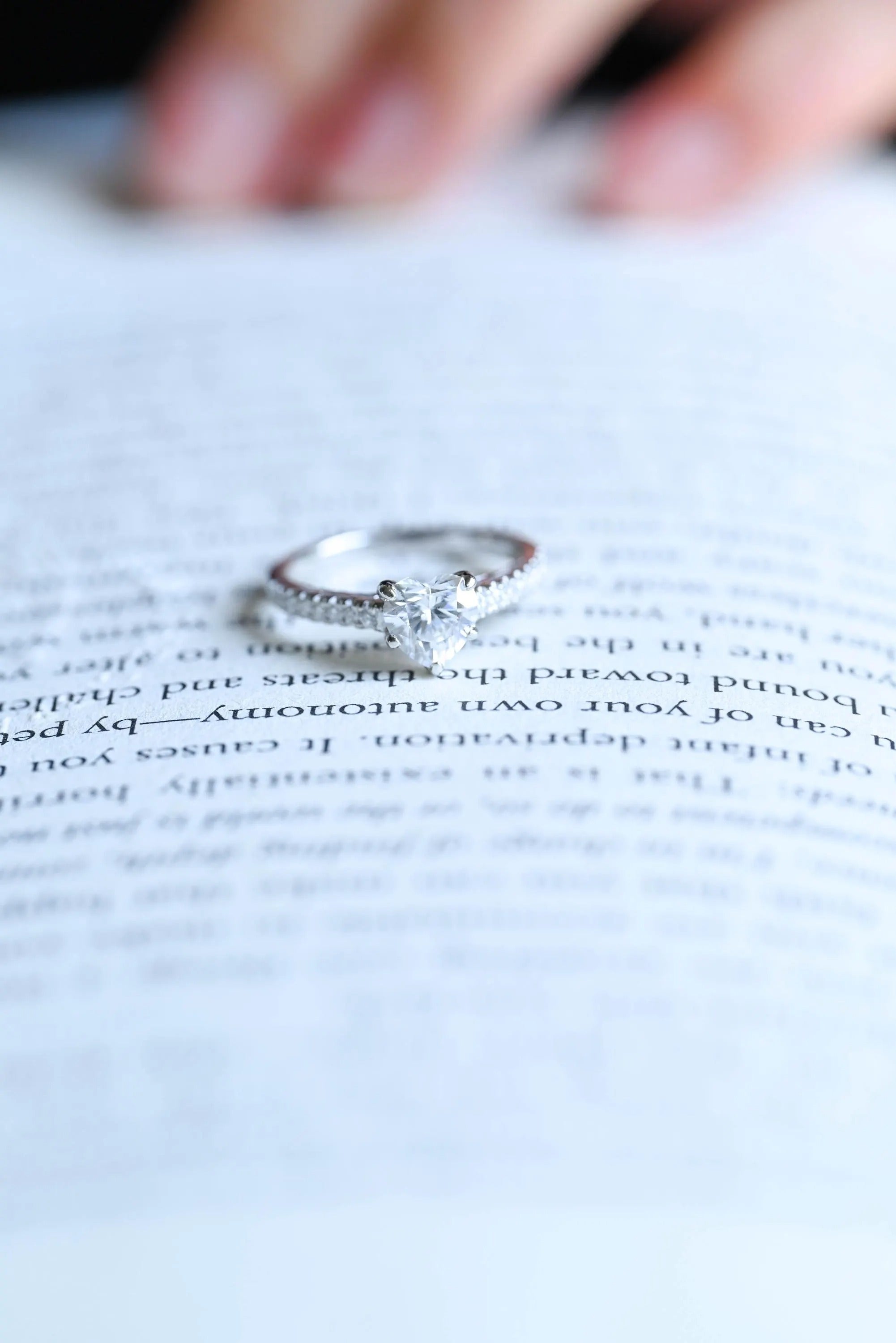 Solid Gold Half Eternity Heart Cut Moissanite Engagement Ring