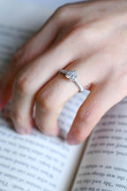 Solid Gold Half Eternity Heart Cut Moissanite Engagement Ring