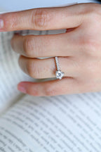 Solid Gold Half Eternity Heart Cut Moissanite Engagement Ring