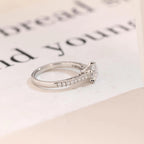 Solid Gold Half Eternity Heart Cut Moissanite Engagement Ring