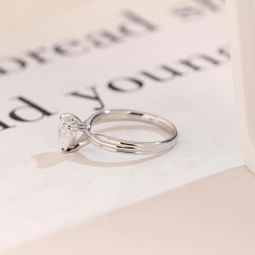 Solid Gold Twisted Band Heart Cut Moissanite Engagement Ring