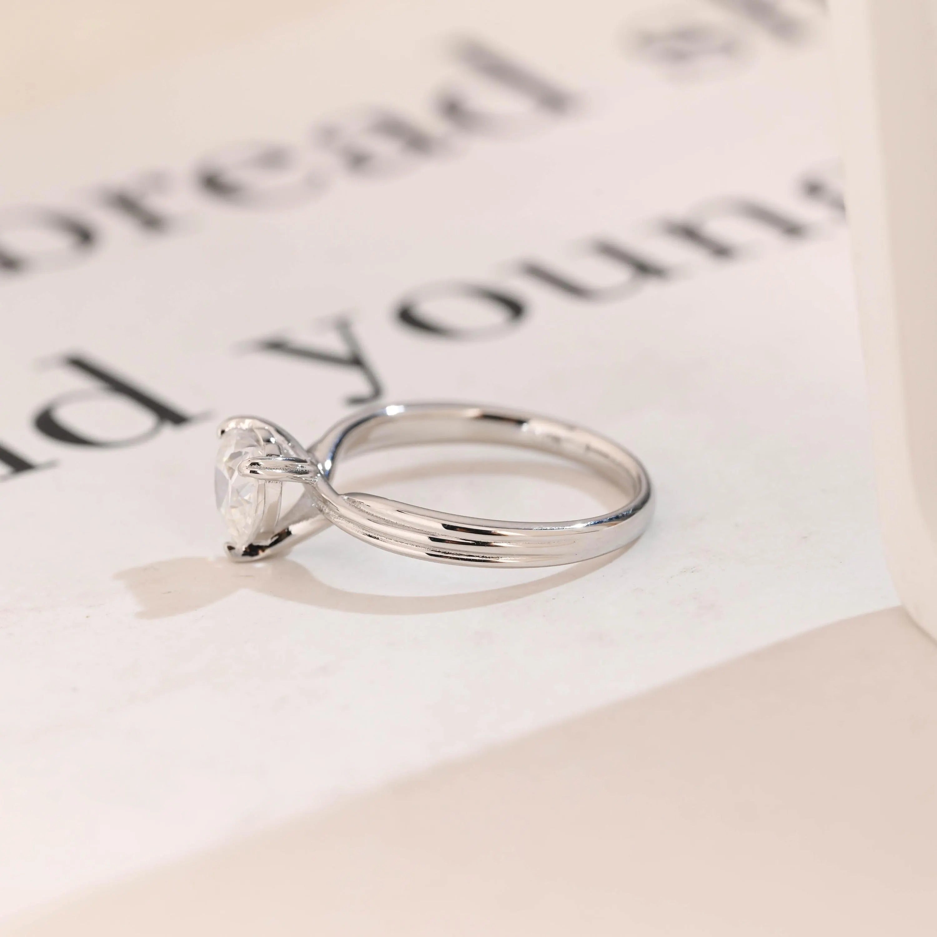 Solid Gold Twisted Band Heart Cut Moissanite Engagement Ring