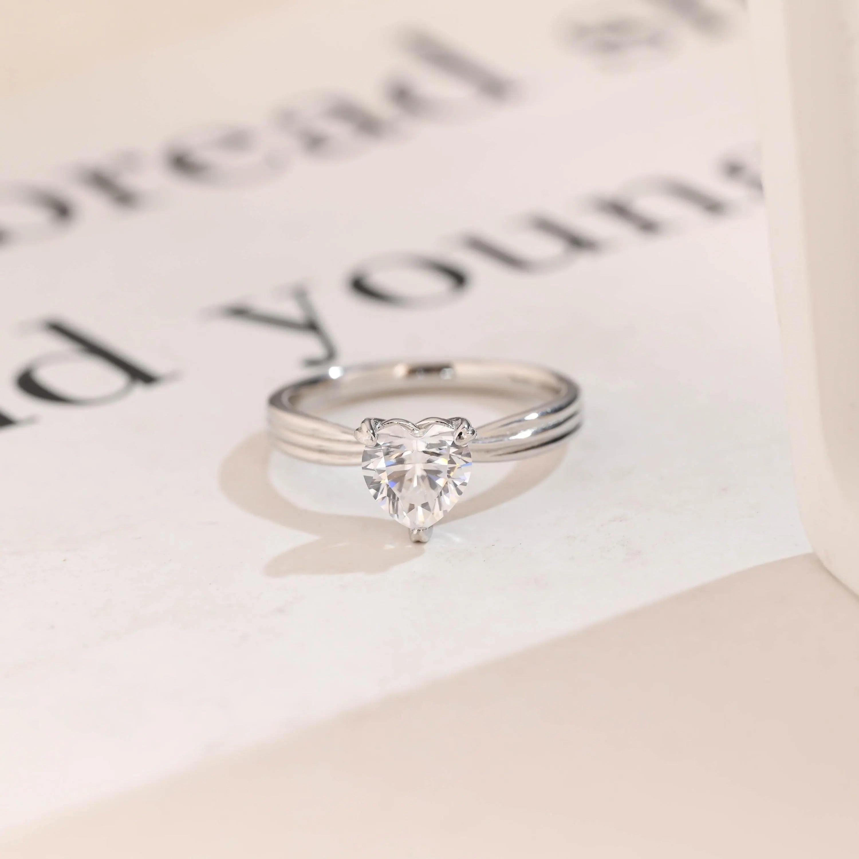 Solid Gold Twisted Band Heart Cut Moissanite Engagement Ring Main image