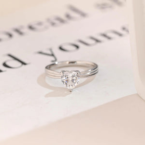 Solid Gold Twisted Band Heart Cut Moissanite Engagement Ring