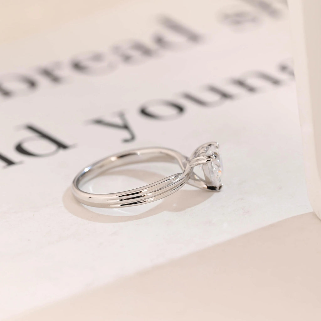 Solid Gold Twisted Band Heart Cut Moissanite Engagement Ring