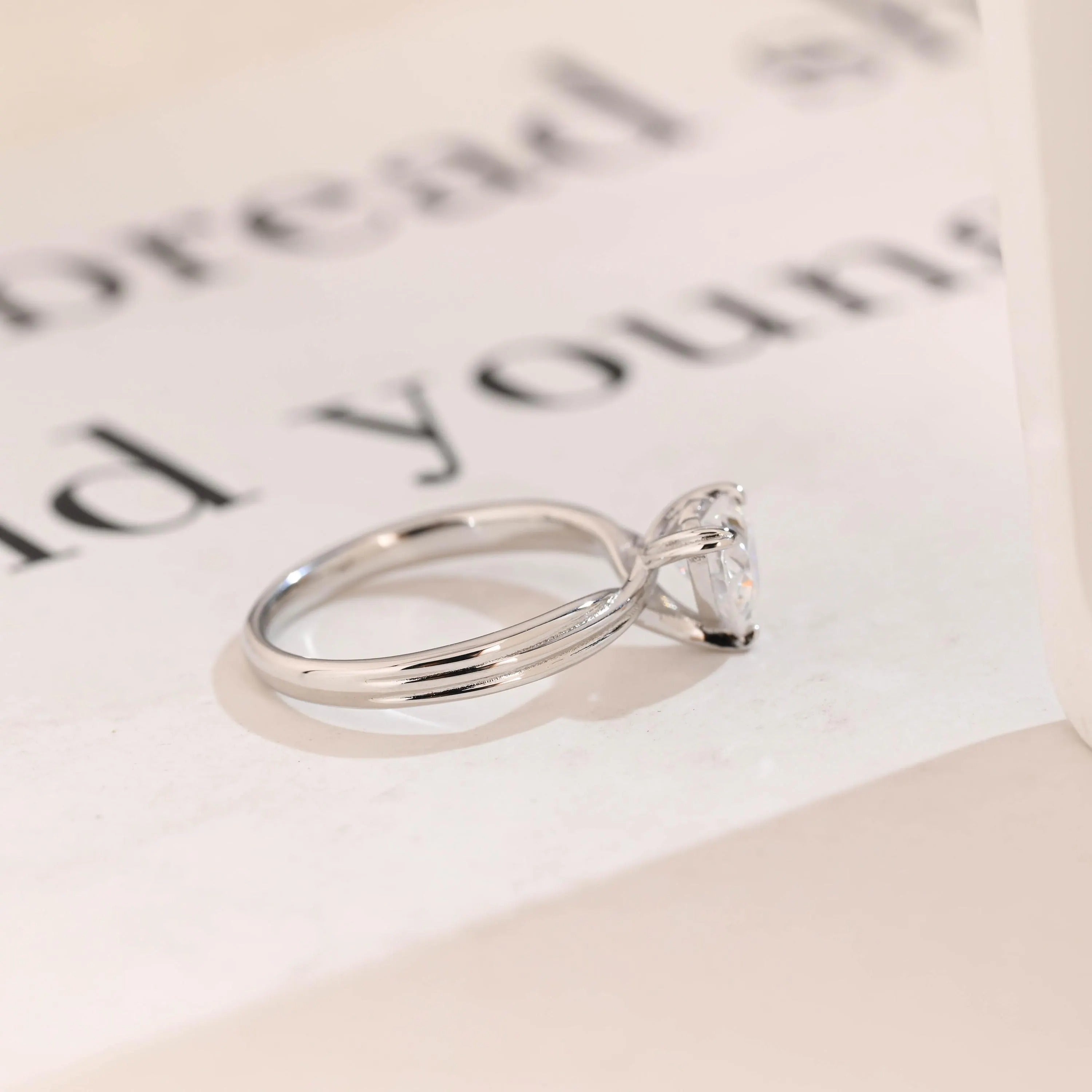 Solid Gold Twisted Band Heart Cut Moissanite Engagement Ring