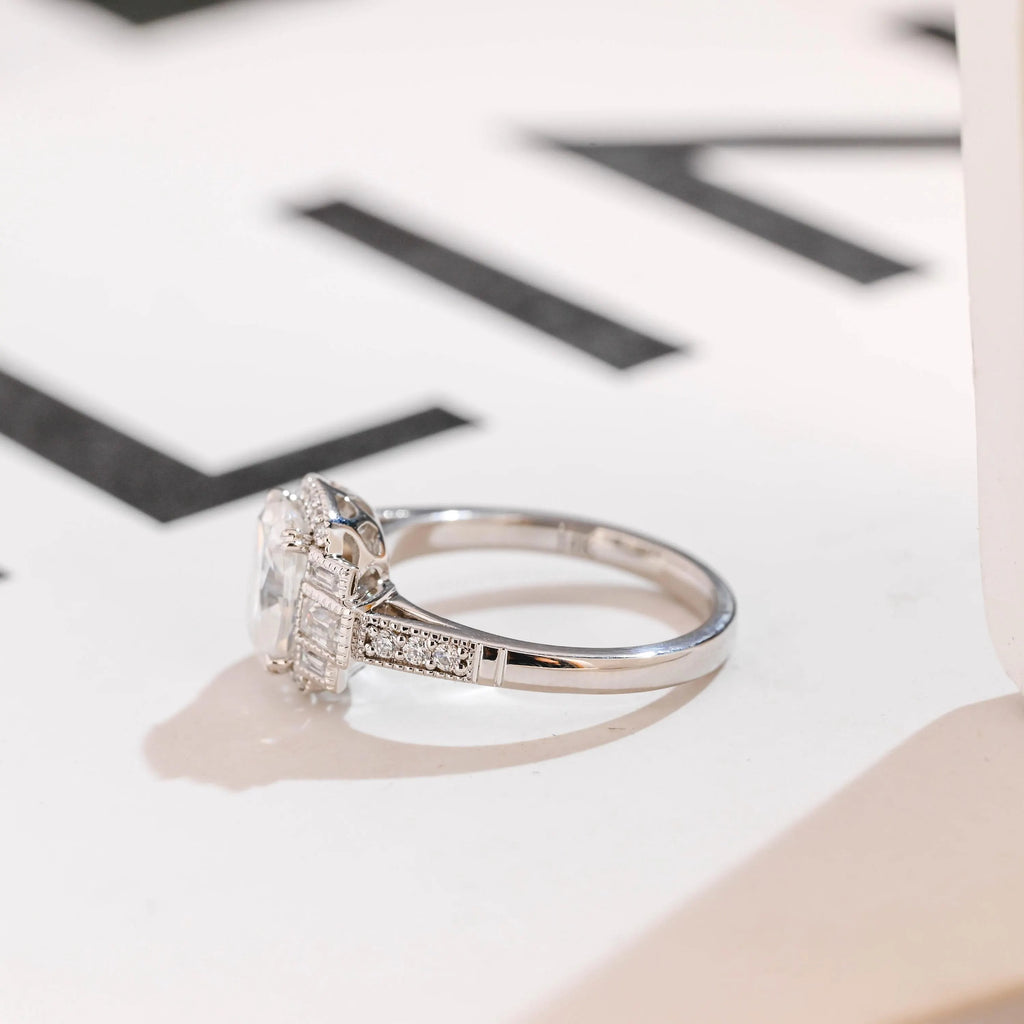 Solid Gold Elongated Cushion Moissanite Engagement Ring, Promise Ring for Her