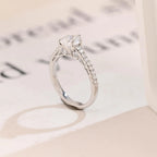 Solid Gold Half Eternity Heart Cut Moissanite Engagement Ring
