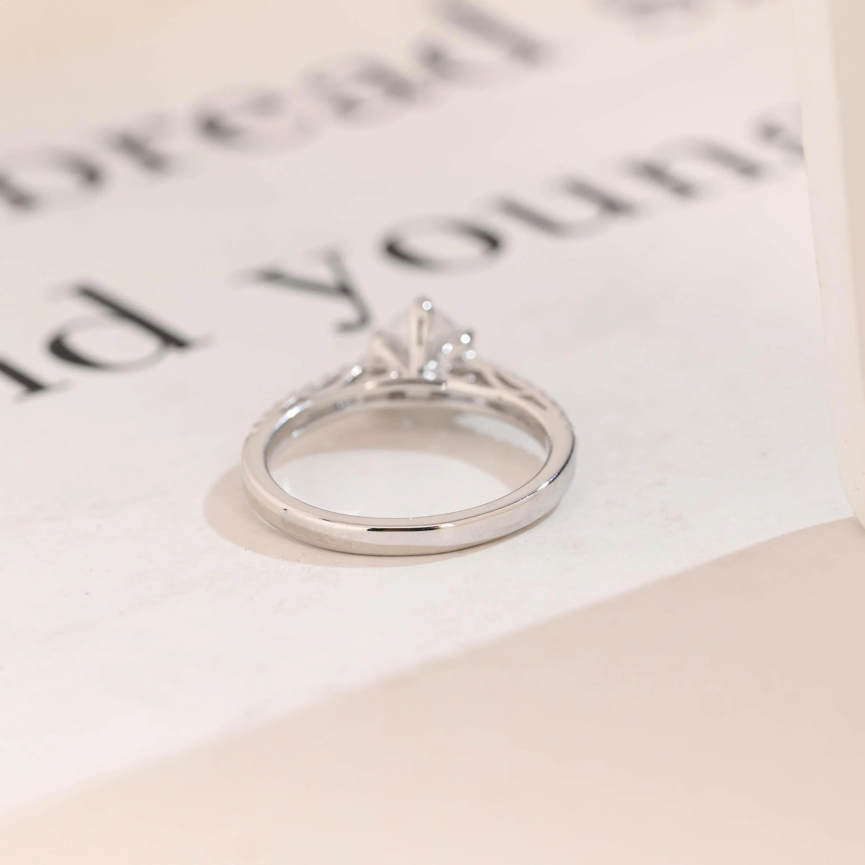 Solid Gold Half Eternity Heart Cut Moissanite Engagement Ring