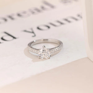 Solid Gold Half Eternity Heart Cut Moissanite Engagement Ring