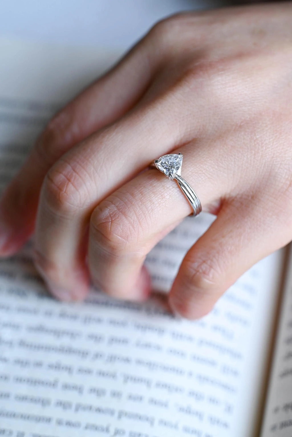 Solid Gold Twisted Band Heart Cut Moissanite Engagement Ring