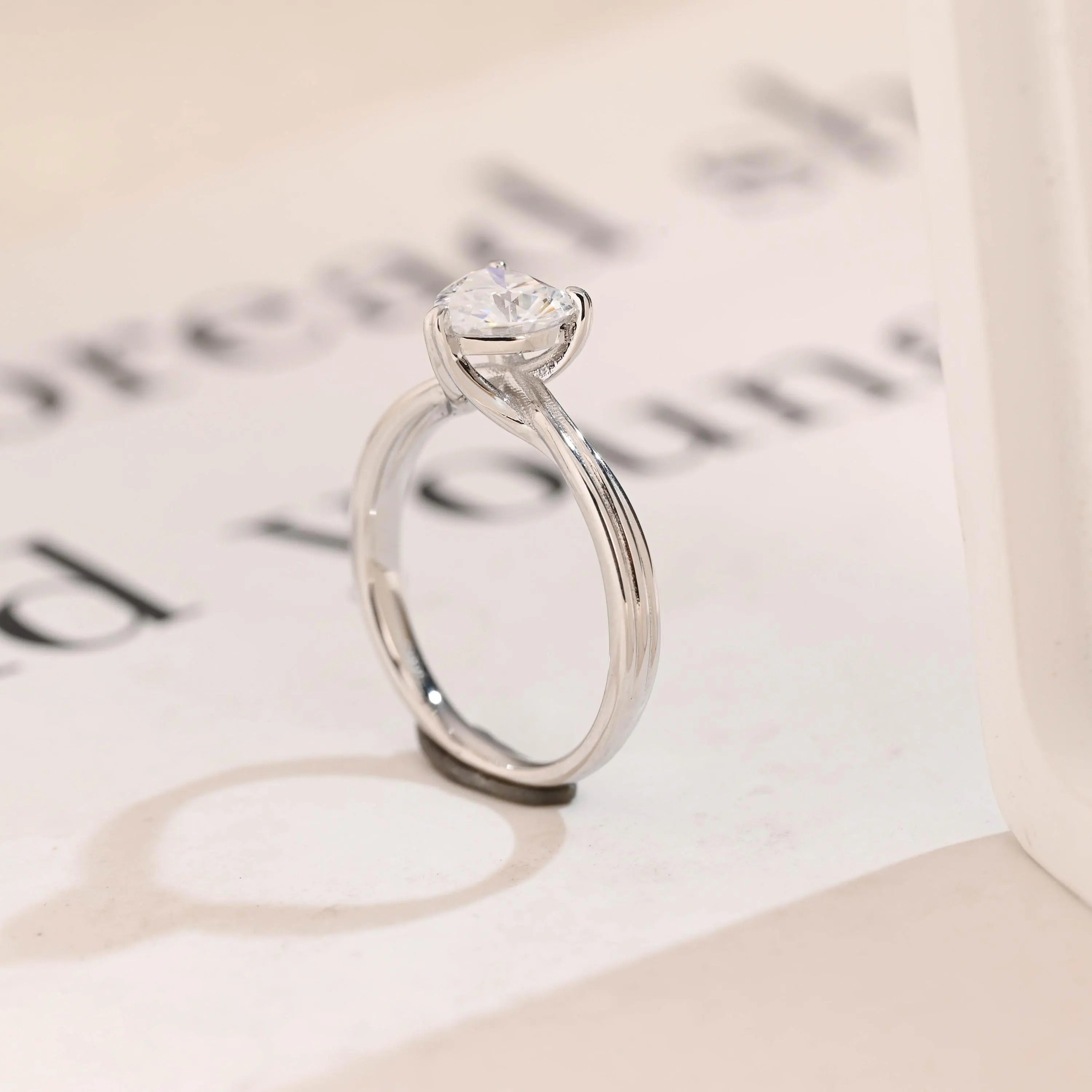 Solid Gold Twisted Band Heart Cut Moissanite Engagement Ring