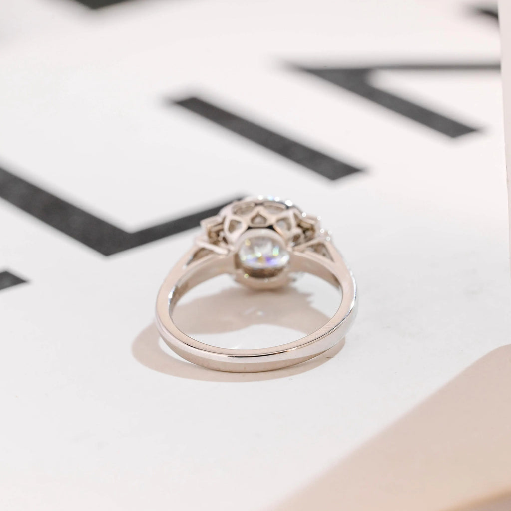 Solid Gold Elongated Cushion Moissanite Engagement Ring, Promise Ring for Her