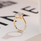 Solid Gold Cushion Cut Moissanite Engagement Ring, Dainty Ring